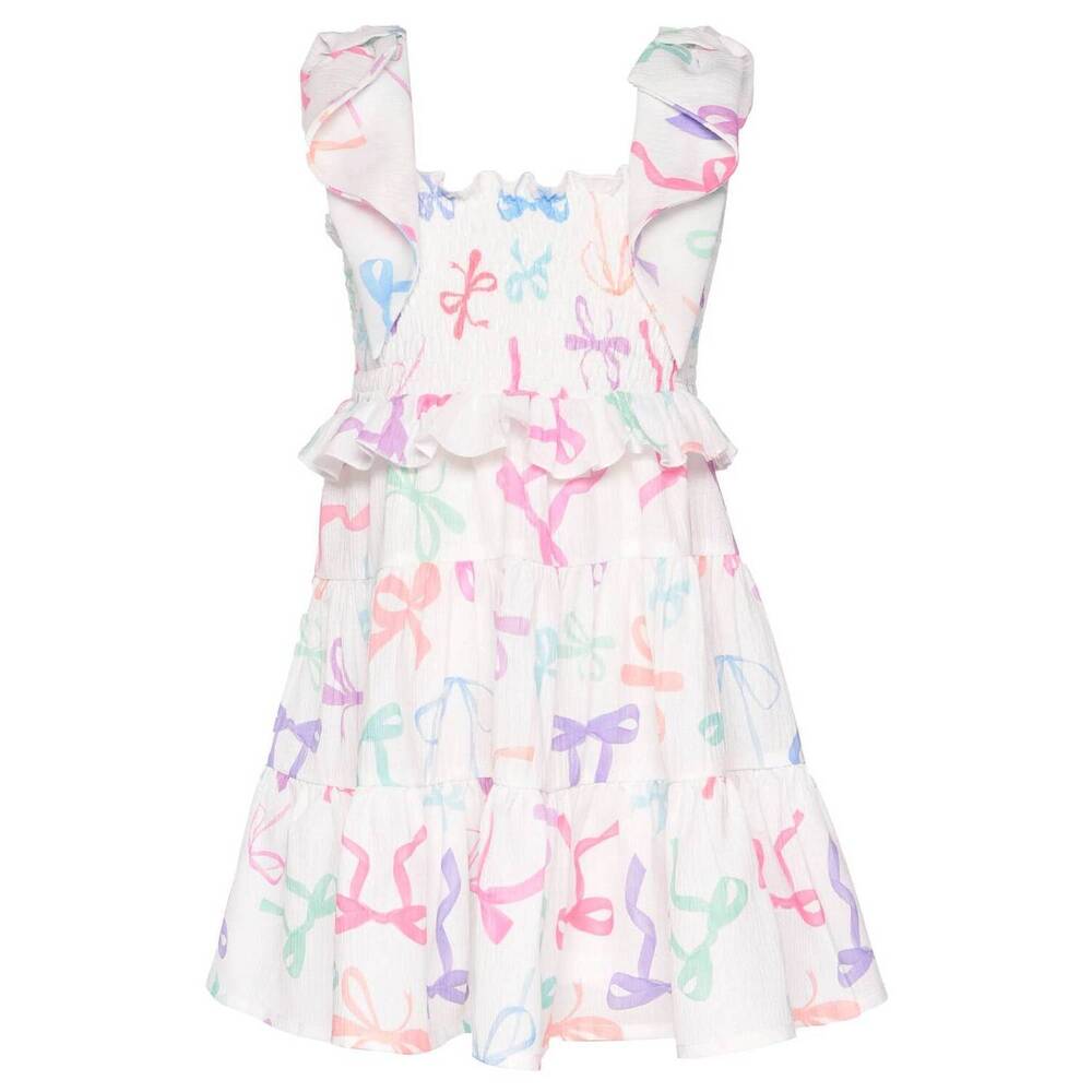 NEW BABY SARA kid's bow print dress in white multi
